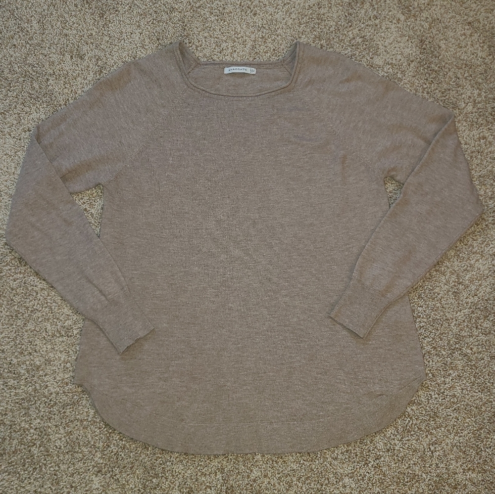 Stacatto Square Neck Sweater Soft Stretchy Neutral Tan